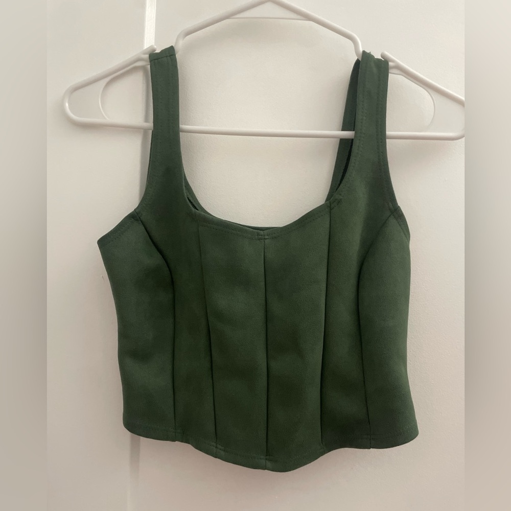 Altar'd State Forest Green Cropped Tank Top
